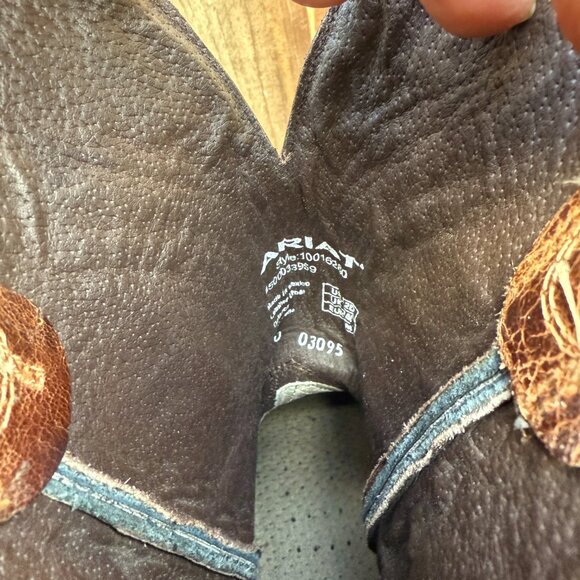 Ariat Mens Leather Cowboy Work Boots 9.5 Square Toe Western Rancher ATS 10016280 - Picture 14 of 16